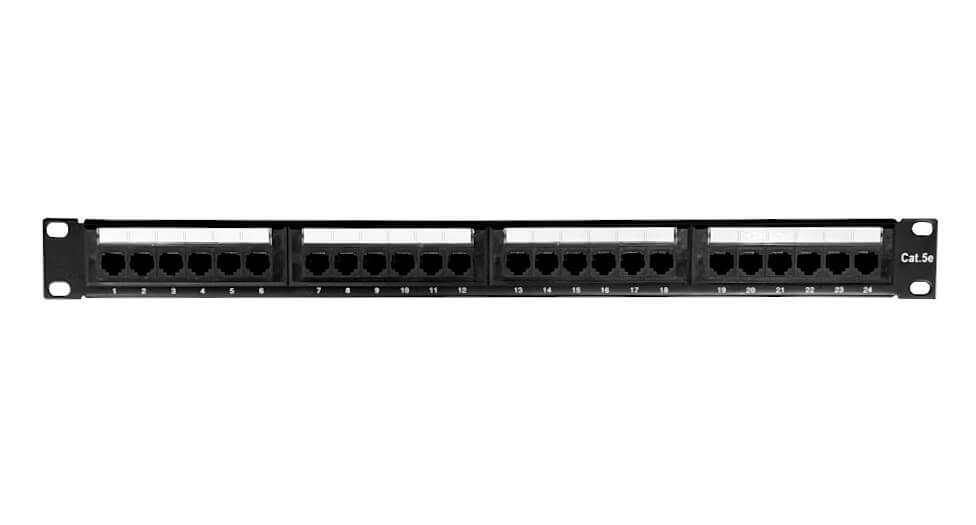 Патч-панель 19" 0,5U, 24 порта, UTP, RJ-45, CAT 5e, 180 градусов, с задним кабельным организатором