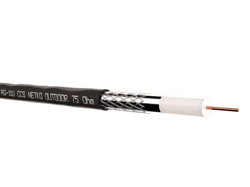 Кабель коаксиальный RG-11U, 75 Ом CCS, AL, внешний, черный, 305м