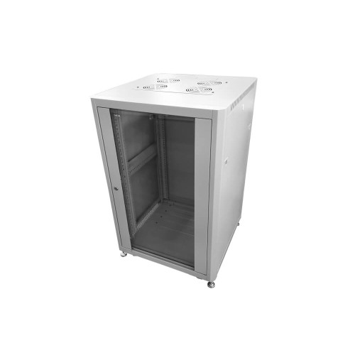Шкаф напольный 19" 42U (600х800х2022), передняя дверь стекло, серый, разобранный